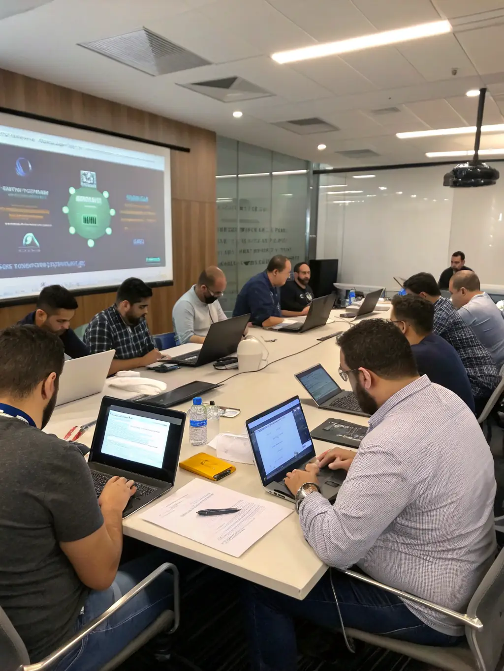 A diverse team of cybersecurity professionals collaborating on a comprehensive security strategy, showcasing the value of a holistic approach to cybersecurity.