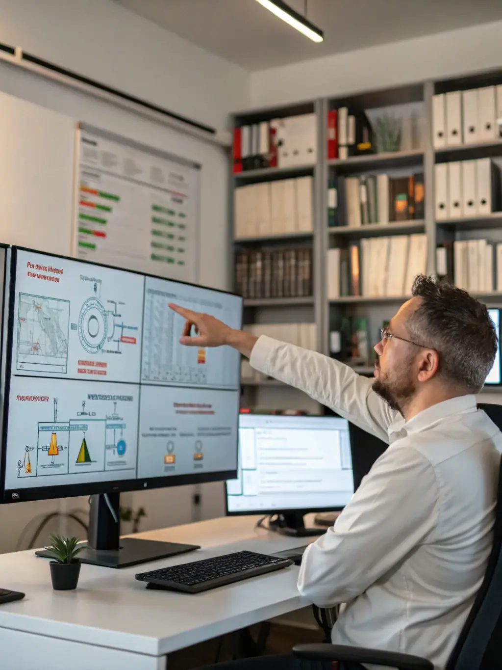 A business executive reviewing a cybersecurity report with key findings and recommendations, emphasizing the importance of informed decision-making.